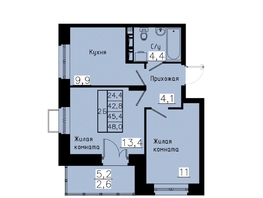Продается 2-комнатная квартира ЖК Зеленые кварталы, 4 очередь, 45.4  м&sup2;, 6946200 рублей