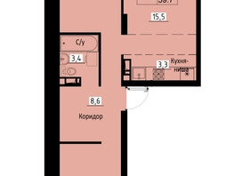 Продается 3-комнатная квартира ЖК Зеленые кварталы, 3 оч, корпус 4, 56.6  м&sup2;, 8860800 рублей