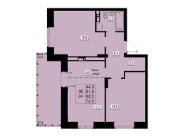 Продается 3-комнатная квартира ЖК Зеленые кварталы, 4 очередь, 65.5  м&sup2;, 9366500 рублей