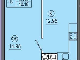 1-комнатная квартира, 40 м², 3/9 этаж