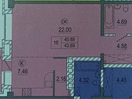 1-комнатная квартира, 40.3 м², 2/16 этаж