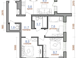 Продается 4-комнатная квартира ЖК Первый Ленинский квартал, дом 1, 63.4  м², 6752000 рублей