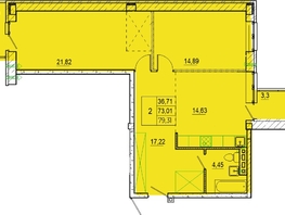 Продается 2-комнатная квартира ЖК Лето, дом 2, 80.4  м², 9205800 рублей