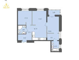 Продается 2-комнатная квартира ЖК Автограф, 69.08  м², 11562284 рублей