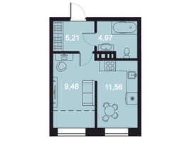 Продается 1-комнатная квартира ЖК RIVERANG (РиверАнг), 33.82  м², 8931189 рублей