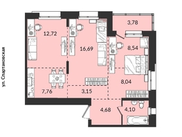 Продается 3-комнатная квартира ЖК Источник, дом 6, 69.46  м², 8265740 рублей