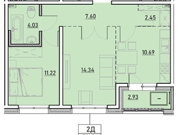 Продается 2-комнатная квартира ЖК Zenith (Зенит), 2 этап, 53.26  м², 7700000 рублей