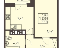 Продается 1-комнатная квартира ЖК Очаг, блок-секция 7, 37.9  м², 7300000 рублей