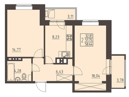 Продается 2-комнатная квартира ЖК Очаг, блок-секция 8, 59.2  м², 9900000 рублей