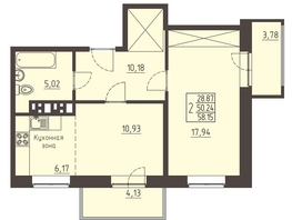 Продается 2-комнатная квартира ЖК Очаг, блок-секция 8, 58.7  м², 9750000 рублей