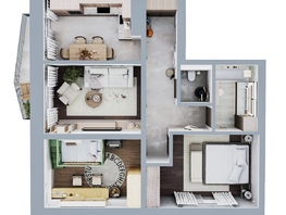 Продается 3-комнатная квартира ЖК Квартал Стрижи, 3 очередь, дом 2, 71.7 м², 13722300 рублей