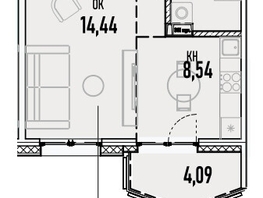 Продается 1-комнатная квартира ЖК Аквамарин, дом 1, 39.3 м², 8410200 рублей