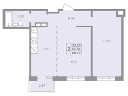 Продается 2-комнатная квартира ЖК Радужный мкр, дом 11-3, 60.39 м², 8454600 рублей