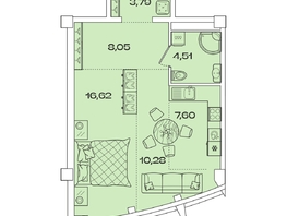 Продается 1-комнатная квартира ЖК Звезды, дом 2, 50.85  м², 14151555 рублей