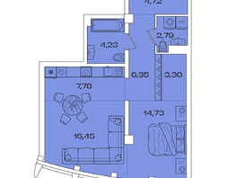Продается 1-комнатная квартира ЖК Звезды, дом 2, 60.35  м², 16721000 рублей