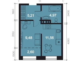 Продается 1-комнатная квартира ЖК RIVERANG (РиверАнг), 33.82  м², 10463406 рублей