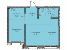 Продается 3-комнатная квартира ЖК Стрижи Сити, блок-секции 8,9, 53.4  м&sup2;, 14700000 рублей