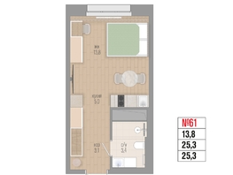 Продается 1-комнатная квартира ЖК Квартал Стрижи, 3 очередь, дом 2, 25.3  м&sup2;, 7490000 рублей