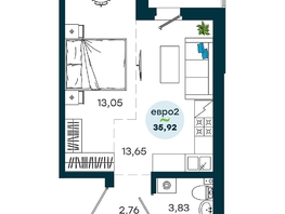 Продается 1-комнатная квартира ЖК ЖиВой комплекс на Кузьмихе, 35.92  м&sup2;, 6250000 рублей