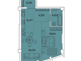 Продается 1-комнатная квартира ЖК Звезды, дом 3, 51.04  м&sup2;, 14433000 рублей