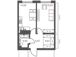 Продается 1-комнатная квартира ЖК Салют, 44.47  м&sup2;, 9338700 рублей