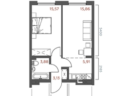 Продается 1-комнатная квартира ЖК Салют, 44.33  м&sup2;, 9402393 рублей
