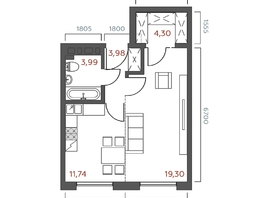 Продается 1-комнатная квартира ЖК Салют, 43.31  м&sup2;, 8958673 рублей