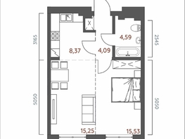 Продается 1-комнатная квартира ЖК Салют, 48.18  м&sup2;, 9921225 рублей