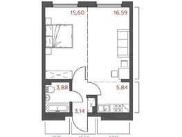 Продается 1-комнатная квартира ЖК Салют, 45.05  м&sup2;, 8874850 рублей