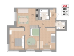 Продается 3-комнатная квартира ЖК Стрижи Сити, блок-секции 6,7, 90.25  м&sup2;, 19690000 рублей