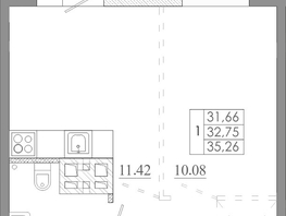 Продается 1-комнатная квартира ЖК Мега, дом 8, 35.26  м&sup2;, 4231200 рублей