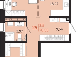 Продается 2-комнатная квартира ЖК 1661, 70.55  м&sup2;, 13686700 рублей