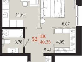 Продается 1-комнатная квартира ЖК 1661, 40.35  м&sup2;, 8695425 рублей