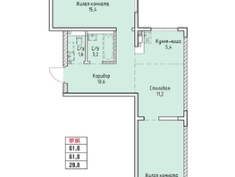Продается 2-комнатная квартира ЖК Стрижи Сити, блок-секции 6,7, 61.8  м&sup2;, 15030000 рублей