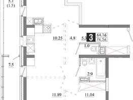 Продается 3-комнатная квартира ЖК Первый Ленинский квартал, Дом 6, 76.56  м&sup2;, 8651280 рублей