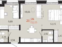 Продается 2-комнатная квартира ЖК 1661, 52.15  м&sup2;, 10508225 рублей