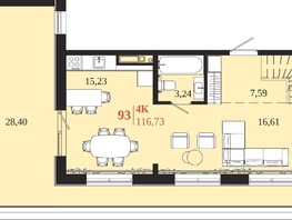 Продается 4-комнатная квартира ЖК 1661, 116.73  м&sup2;, 22043950 рублей