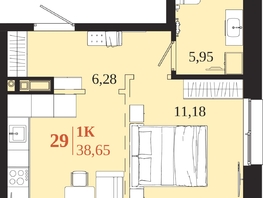 Продается 1-комнатная квартира ЖК 1661, 38.65  м&sup2;, 8116500 рублей