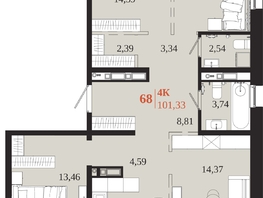 Продается 4-комнатная квартира ЖК 1661, 101.33  м&sup2;, 18716100 рублей