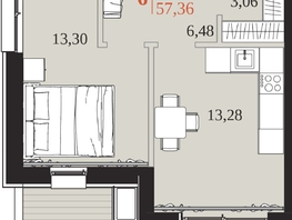 Продается 1-комнатная квартира ЖК 1661, 57.36  м&sup2;, 10079850 рублей