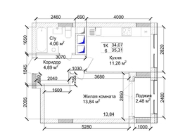 Продается 1-комнатная квартира ЖК 7 высот, дом 9, 36.07  м², 5158010 рублей