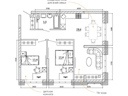 Продается 3-комнатная квартира ЖК Уютный квартал, дом 1, 69.5  м², 7714500 рублей