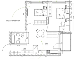 Продается 3-комнатная квартира ЖК Чемпион-парк, дом 2, 61.1  м², 7990000 рублей