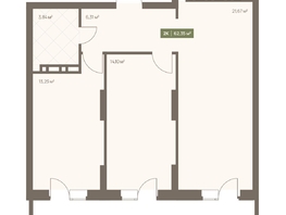 Продается 2-комнатная квартира ЖК НОВА на Московском, 62.35  м&sup2;, 9577646 рублей