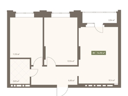 Продается 2-комнатная квартира ЖК НОВА на Московском, 49.78  м&sup2;, 8592028 рублей