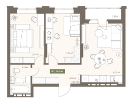 Продается 2-комнатная квартира ЖК НОВА на Московском, 56.17  м&sup2;, 9166391 рублей