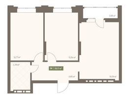 Продается 2-комнатная квартира ЖК НОВА на Московском, 56.17  м&sup2;, 9396688 рублей