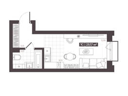 Продается 1-комнатная квартира  Жилой квартал «Моне», 28.17  м², 4366010 рублей