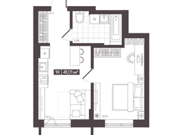 Продается 1-комнатная квартира  Жилой квартал «Моне», 41.01  м&sup2;, 6689108 рублей
