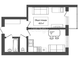Продается 1-комнатная квартира Южный мкр, 40.8 м², 3600000 рублей